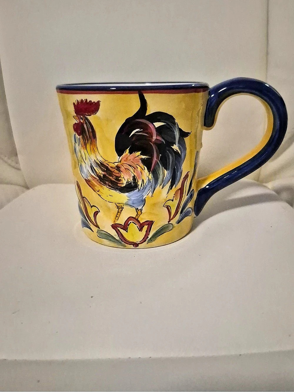 Maxcera Yellow Talavera Rooster Mug Yellow & Blue